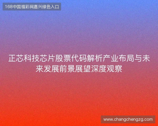 正芯科技芯片股票代码解析产业布局与未来发展前景展望深度观察